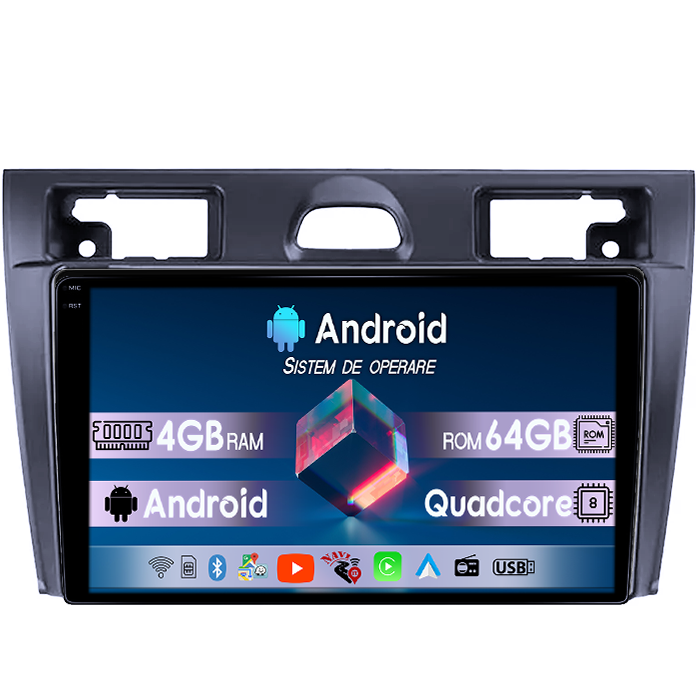 Navigatie dedicata Ford Fiesta Mk5 2002-2008, 4GB RAM 64GB ROM, Quadcore, Android 14, Display QLED 1K 9", DSP, Carplay&Android Auto, Suport camere AHD [1]