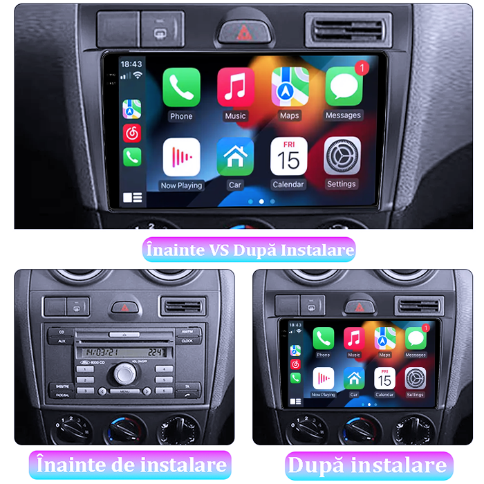 Navigatie dedicata Ford Fiesta Mk5 2002-2008, 4GB RAM 64GB ROM, Procesor Qualcomm Octacore, Android 14, Rezolutie 2K, Display QLED 9", DSP, Carplay&Android Auto, SIM 4G [7]