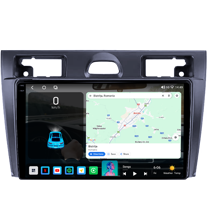 Navigatie dedicata Ford Fiesta Mk5 2002-2008, 4GB RAM 64GB ROM, Procesor Qualcomm Octacore, Android 14, Rezolutie 2K, Display QLED 9", DSP, Carplay&Android Auto, SIM 4G [2]