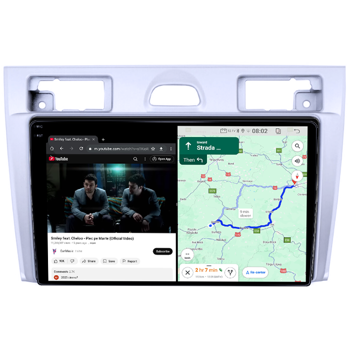 Navigatie dedicata Ford Fiesta MK5 2002-2008, Gri, 4GB RAM 64GB ROM, Quadcore, Android 14, Display QLED 1K 9", DSP, Carplay&Android Auto, Suport camere AHD [5]