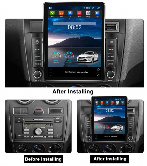 Navigatie dedicata Ford Fiesta Mk5 2002-2008 ,Tesla Style, ANDROID 13,Carplay&Android Auto, 10 inch , 8+128GB, Internet, Aplicatii, Waze, Gps [3]