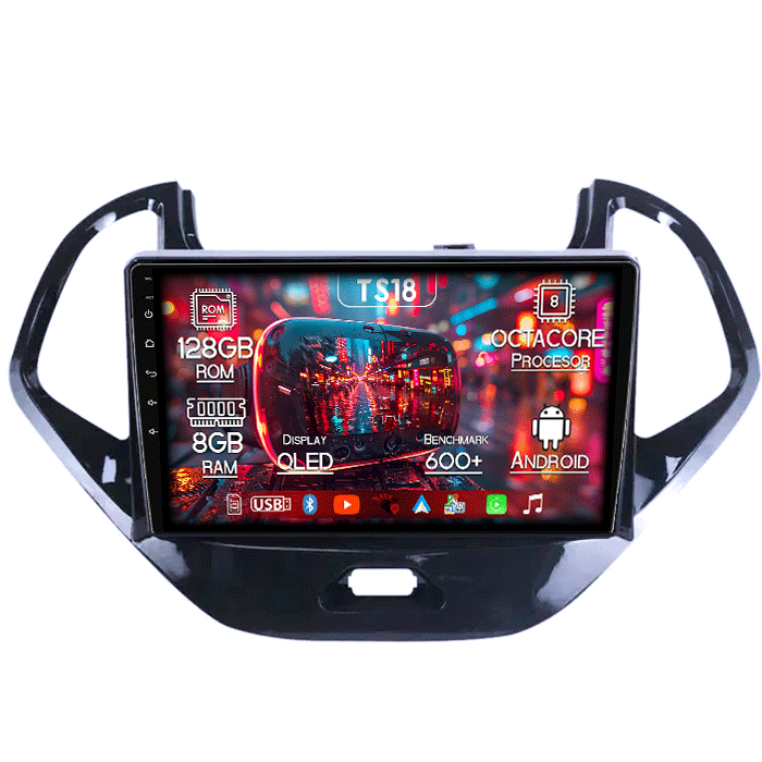 Navigatie dedicata Ford Figo 2015-2018, 8GB RAM 128GB ROM, Octacore, Platforma TS18, Android 13, Display QLED 9”, Suporta camera 360º, DSP, Carplay&Android Auto, SIM 4G, Ventilator Activ [1]