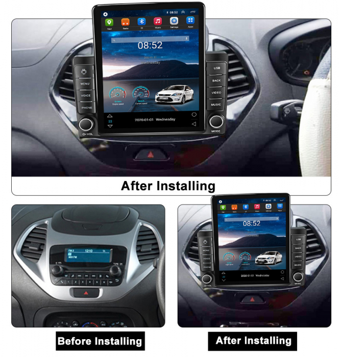 Navigatie dedicata Ford Figo 2015-2018 ,Tesla Style, ANDROID 13,Carplay&Android Auto, 10 inch , 8+128GB, Internet, Aplicatii, Waze, Gps [3]