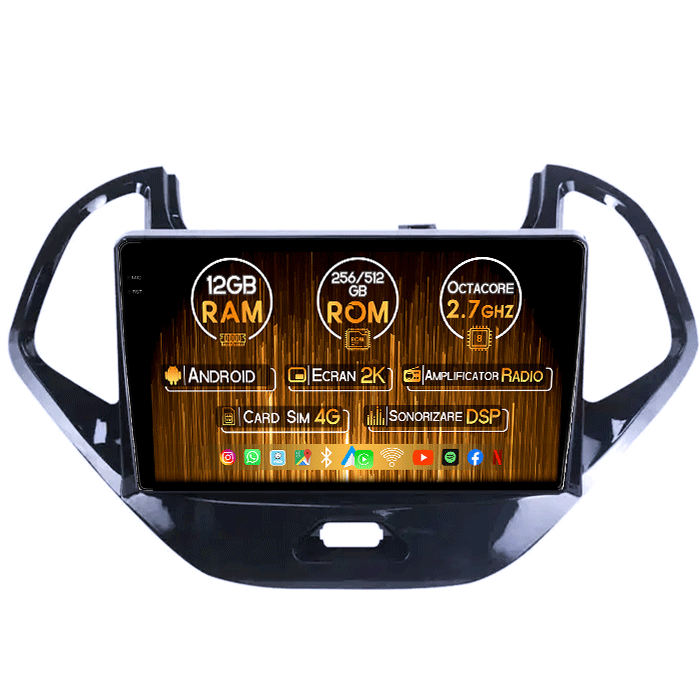 Navigatie dedicata Ford Figo KA 2015-2018, 12GB RAM 256GB ROM, Android 13, Rezolutie 2K, Display QLED, 9", DSP, Carplay, Android Auto, Internet, Youtube, Waze, Wi Fi, USB [1]
