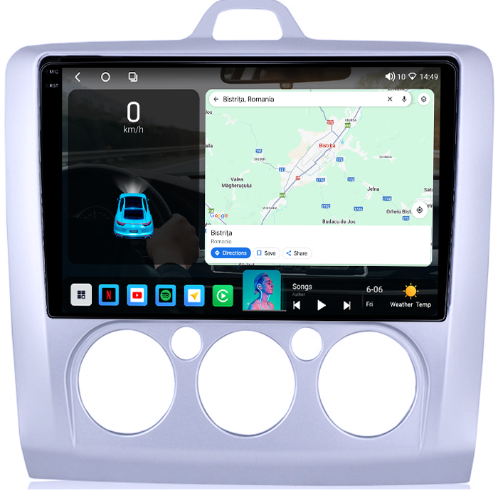 Navigatie dedicata Ford Focus 2 2004-2011, 4GB RAM 64GB ROM, Octacore, Android 14, Display QLED 1K 9", Carplay&Android Auto, SIM 4G, Ventilator Activ [2]