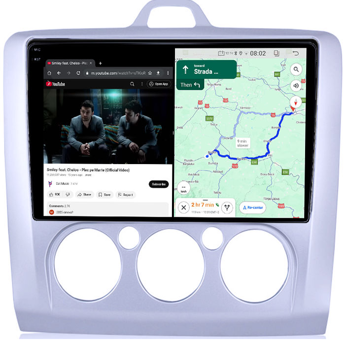Navigatie dedicata Ford Focus Clima Manuala( 2004 - 2011 ), 12GB RAM 256GB ROM, Android 13, Rezolutie 2K, Display QLED, 9", DSP, Carplay, Android Auto, Internet, Youtube, Waze, Wi Fi [4]