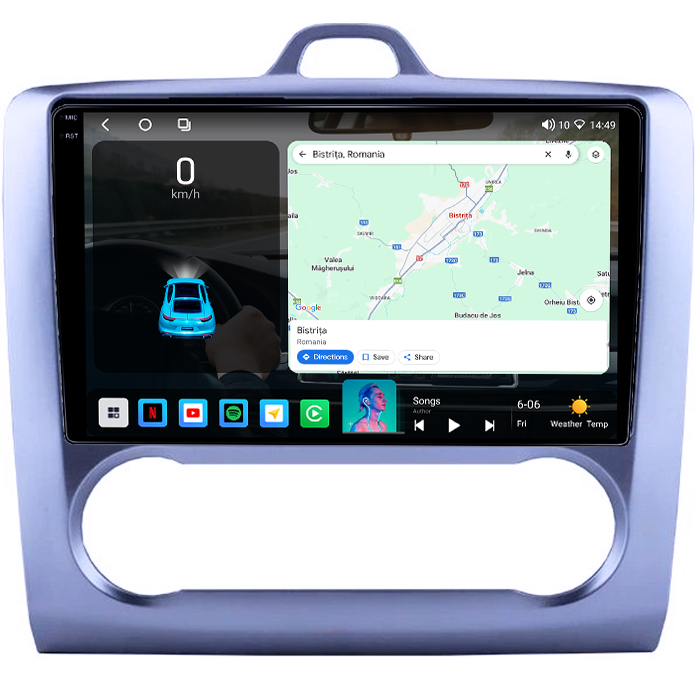 Navigatie dedicata Ford Focus 2004-2011, 4GB RAM 64GB ROM, Octacore, Android 14, Display QLED 1K 9", Carplay&Android Auto, SIM 4G, Ventilator Activ [2]