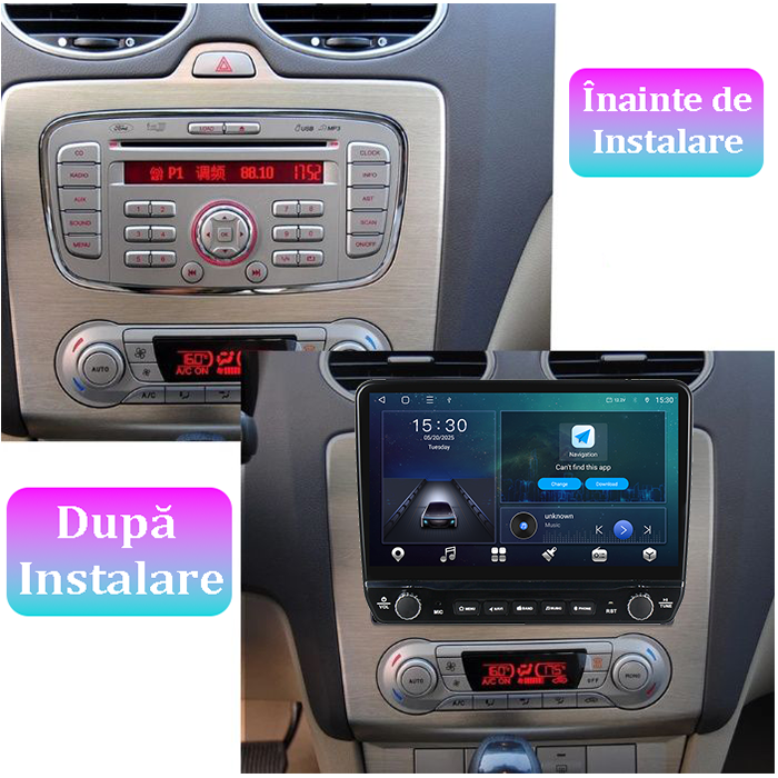 Navigatie dedicata Ford Focus 2004-2011 Tesla cu butoane rotative model 2024, 4GB RAM 64GB ROM, Procesor Quadcore, Android 14, Display QLED 10", DSP, Carplay&Android Auto [5]