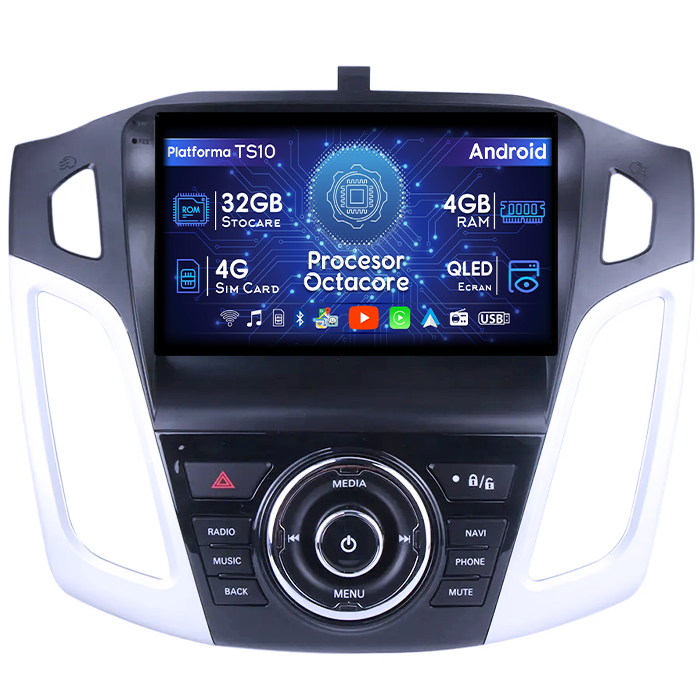 Navigatie dedicata Ford Focus 2011-2015, 4GB RAM 32GB ROM, Octacore, Android 14, Display QLED 1K 9", DSP, Carplay&Android Auto, SIM 4G, Bluetooth, Ventilator Activ [1]