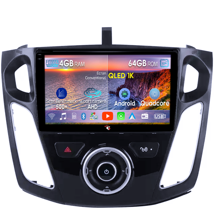 Navigatie dedicata Ford Focus 2012-2018, 4GB RAM 64GB ROM, Octacore, Android 14, Display QLED 1K 9", Carplay&Android Auto, SIM 4G, Ventilator Activ [1]