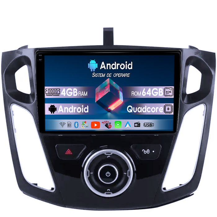 Navigatie dedicata Ford Focus 3 2012-2018,4GB RAM 64GB ROM, Quadcore, Android 14, Display QLED 1K 9", DSP, Carplay&Android Auto, Suport camere AHD [1]