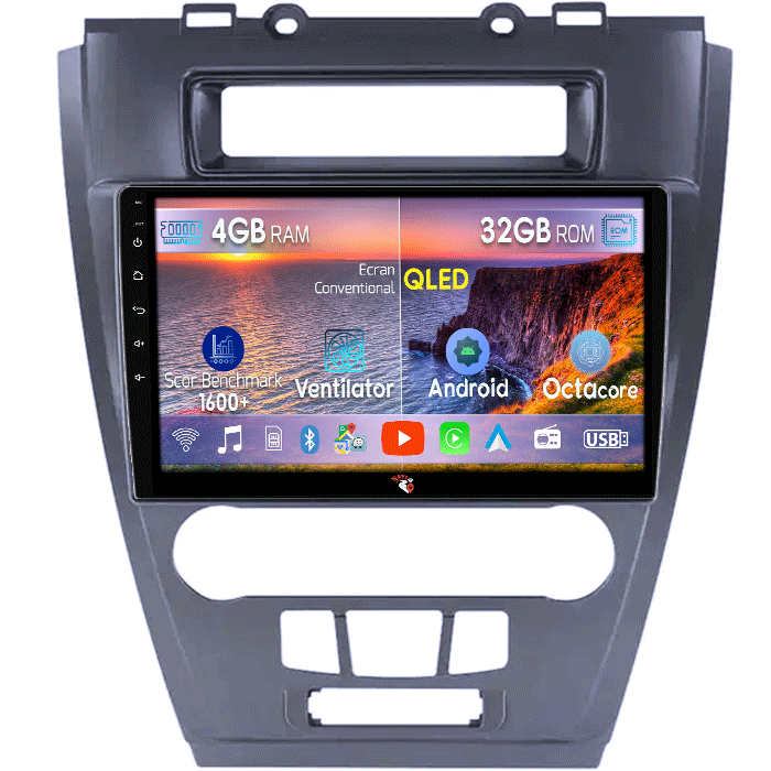 Navigatie dedicata Ford Fusion/ Mondeo 2009-2012, 4 GB RAM 32 ROM, Android 13, Display QLED, 10", DSP, Carplay, Android Auto, Internet, Youtube , Waze , Wi Fi , Usb , Bluetooth [1]