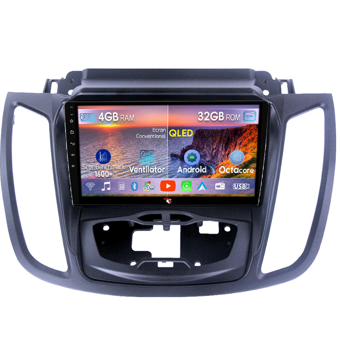 Navigatie dedicata Ford Kuga 2 2012-2019, 4 GB RAM 32 ROM, Android 13, Display QLED, 9", DSP, Carplay, Android Auto, Internet, Youtube , Waze , Wi Fi , Usb , Bluetooth [1]
