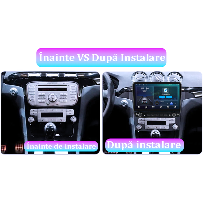 Navigatie dedicata Ford S-Max 2006-2015 Tesla cu butoane rotative model 2024, 4GB RAM 64GB ROM, Procesor Quadcore, Android 14, Display QLED 10", DSP, Carplay&Android Auto [4]