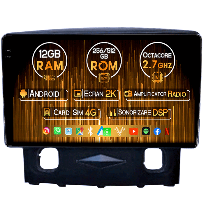 Navigatie dedicata Ford Kuga 2008-2010, 12GB RAM 256GB ROM, Android 13, Rezolutie 2K, Display QLED, 9", DSP, Carplay, Android Auto, Internet, Youtube, Waze, Wi Fi, USB [1]