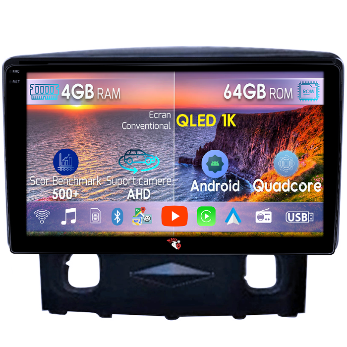 Navigatie dedicata Ford Kuga 2008-2010, 4GB RAM 64GB ROM, Octacore, Android 14, Display QLED 1K 9", Carplay&Android Auto, SIM 4G, Ventilator Activ [1]