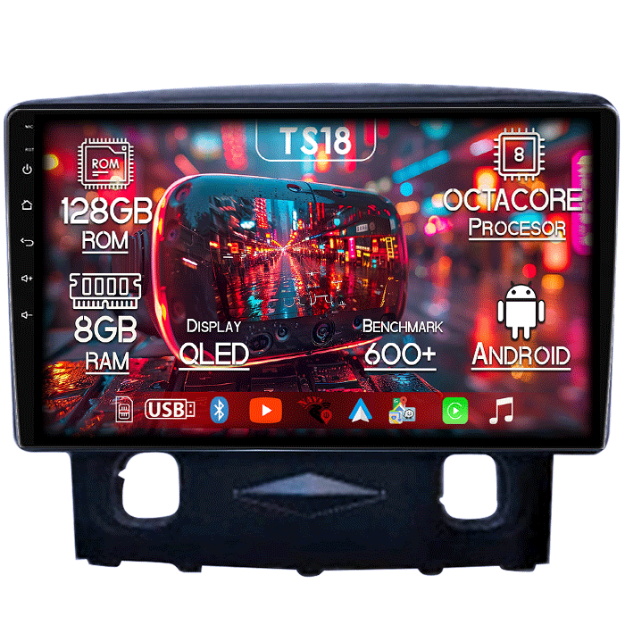 Navigatie dedicata Ford Kuga 2008-2010, 8GB RAM 128GB ROM, Octacore, Platforma TS18, Android 13, Display QLED 9”, Suporta camera 360º, DSP, Carplay&Android Auto, SIM 4G, Ventilator Activ [1]