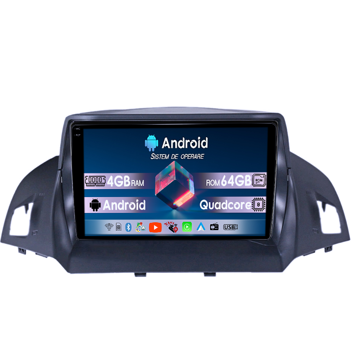 Navigatie dedicata Ford Kuga 2012-2019, 4GB RAM 64GB ROM, Quadcore, Android 14, Display QLED 1K 9", DSP, Carplay&Android Auto, Suport camere AHD [1]