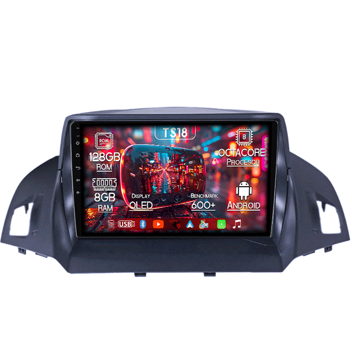 Navigatie dedicata Ford Kuga 2012-2019, 8GB RAM 128GB ROM, Octacore, Platforma TS18, Android 13, Display QLED 9”, Suporta camera 360º, DSP, Carplay&Android Auto, SIM 4G, Ventilator Activ [1]