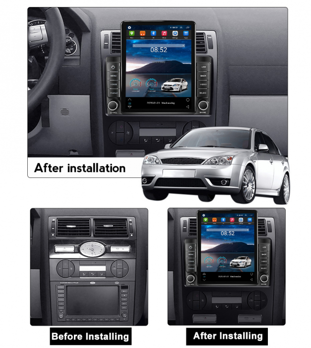 Navigatie dedicata Ford Mondeo 2000-2007 ,Tesla Style, ANDROID 13,Carplay&Android Auto, 10 inch , 8+128GB, Internet, Aplicatii, Waze, Gps [3]