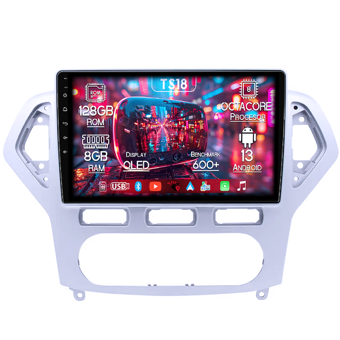 Navigatie dedicata Ford Mondeo 2006-2010, 8GB RAM 128GB ROM, Octacore, Platforma TS18, Android 13, Display QLED 10”, Suporta camera 360º, DSP, Carplay&Android Auto, SIM 4G, Ventilator Activ [1]