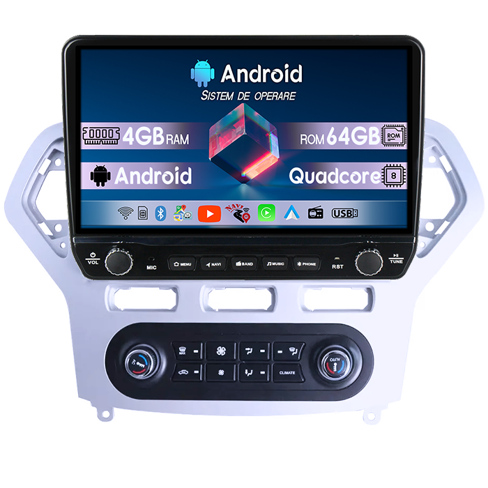 Navigatie dedicata Ford Mondeo 2007-2010 Tesla cu butoane rotative model 2024, 4GB RAM 64GB ROM, Procesor Quadcore, Android 14, Display QLED 10", DSP, Carplay&Android Auto [1]