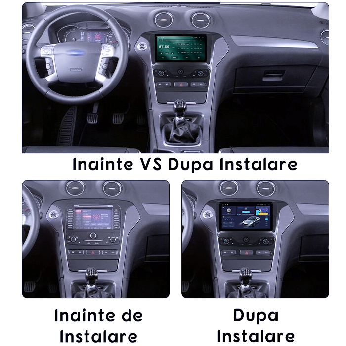 Navigatie dedicata Ford Mondeo 2011-2014 Butoane Jos, 4GB RAM 32GB ROM, Octacore, Android, Display QLED  9", DSP, Carplay&Android Auto, SIM 4G, Bluetooth, Ventilator Activ [5]