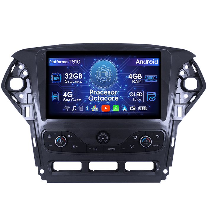 Navigatie dedicata Ford Mondeo 2007-2011, 4GB RAM 32GB ROM, Octacore, Android 14, Display QLED 9", DSP, Carplay&Android Auto, SIM 4G, Bluetooth, Ventilator Activ [1]