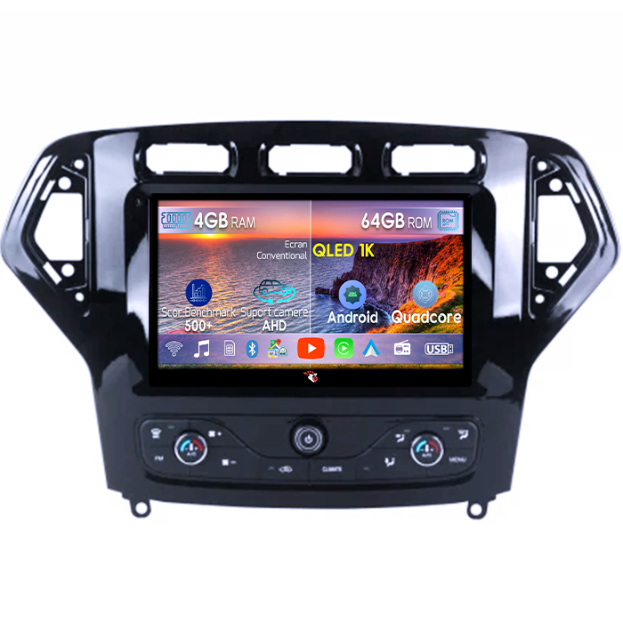 Navigatie dedicata Ford Mondeo 2007-2011, 4GB RAM 64GB ROM, Octacore, Android 14, Display QLED 1K 9", Carplay&Android Auto, SIM 4G, Ventilator Activ [1]