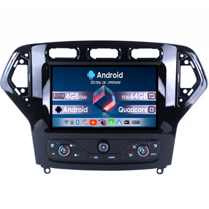 Navigatie dedicata Ford Mondeo 2007-2011, 4GB RAM 64GB ROM, Quadcore, Android 14, Display QLED 1K 9", DSP, Carplay&Android Auto, Suport camere AHD [1]