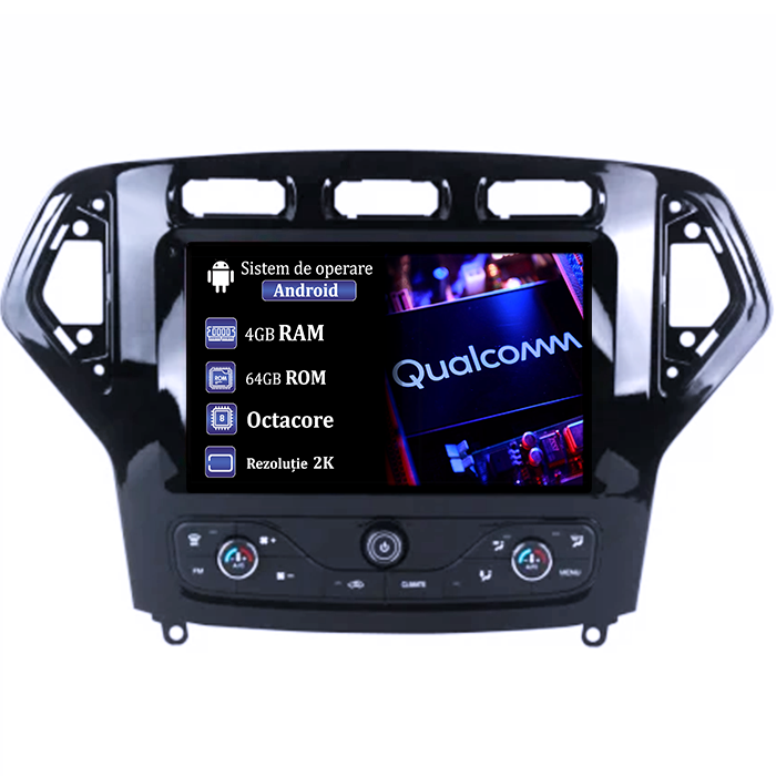 Navigatie dedicata Ford Mondeo 2007-2011, 4GB RAM 64GB ROM, Procesor Qualcomm Octacore, Android 14, Rezolutie 2K, Display QLED 9", DSP, Carplay&Android Auto, SIM 4G [1]