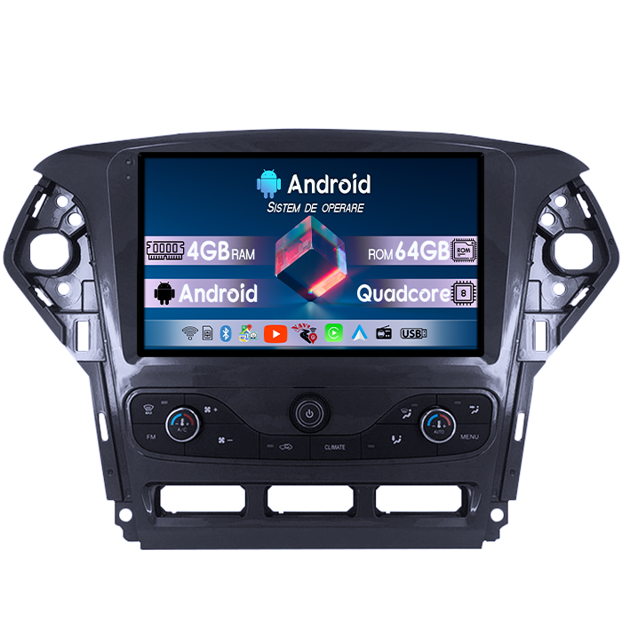 Navigatie dedicata Ford Mondeo 2010-2014, 4GB RAM 64GB ROM, Quadcore, Android 14, Display QLED 1K 9", DSP, Carplay&Android Auto, Suport camere AHD [1]