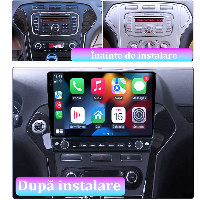 Navigatie dedicata Ford Mondeo 2010-2014, 4GB RAM 64GB ROM, Procesor Qualcomm Octacore, Android 14, Rezolutie 2K, Display QLED 9", DSP, Carplay&Android Auto, SIM 4G [7]