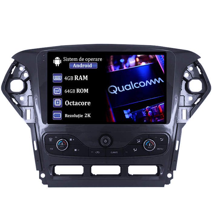 Navigatie dedicata Ford Mondeo 2010-2014, 4GB RAM 64GB ROM, Procesor Qualcomm Octacore, Android 14, Rezolutie 2K, Display QLED 9", DSP, Carplay&Android Auto, SIM 4G [1]