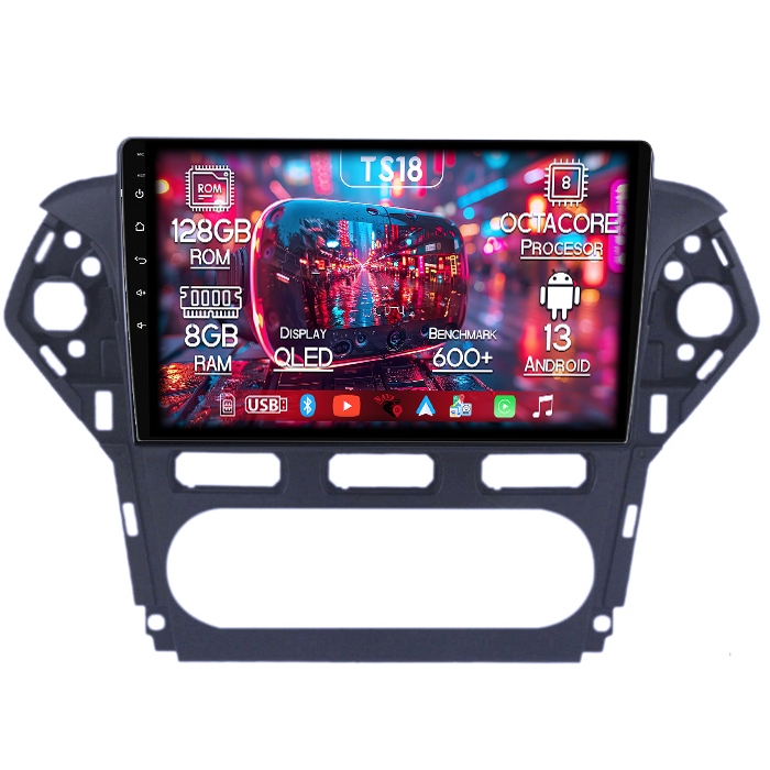 Navigatie dedicata Ford Mondeo 2010-2014, 8GB RAM 128GB ROM, Octacore, Platforma TS18, Android 13, Display QLED 10”, Suporta camera 360º, DSP, Carplay&Android Auto, SIM 4G, Ventilator Activ [1]