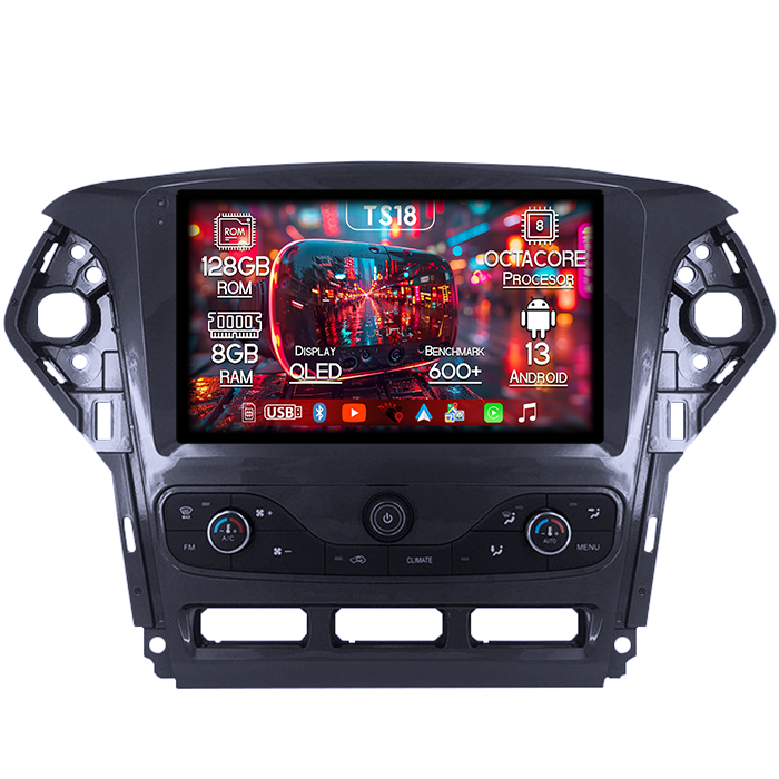 Navigatie dedicata Ford Mondeo 2010-2014, 8GB RAM 128GB ROM, Octacore, Platforma TS18, Android 13, Display QLED 9”, Suporta camera 360º, DSP, Carplay&Android Auto, SIM 4G, Ventilator Activ [1]