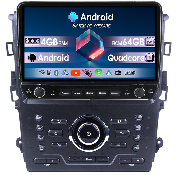 Navigatie dedicata Ford Mondeo 2014-2019 Tesla cu butoane rotative model 2024, 4GB RAM 64GB ROM, Procesor Quadcore, Android 14, Display QLED 10", DSP, Carplay&Android Auto [1]