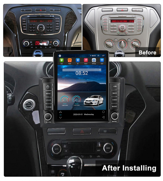 Navigatie dedicata Ford Mondeo 2010-2014 ,Tesla Style, ANDROID 13,Carplay&Android Auto, 10 inch , 8+128GB, Internet, Aplicatii, Waze, Gps [3]
