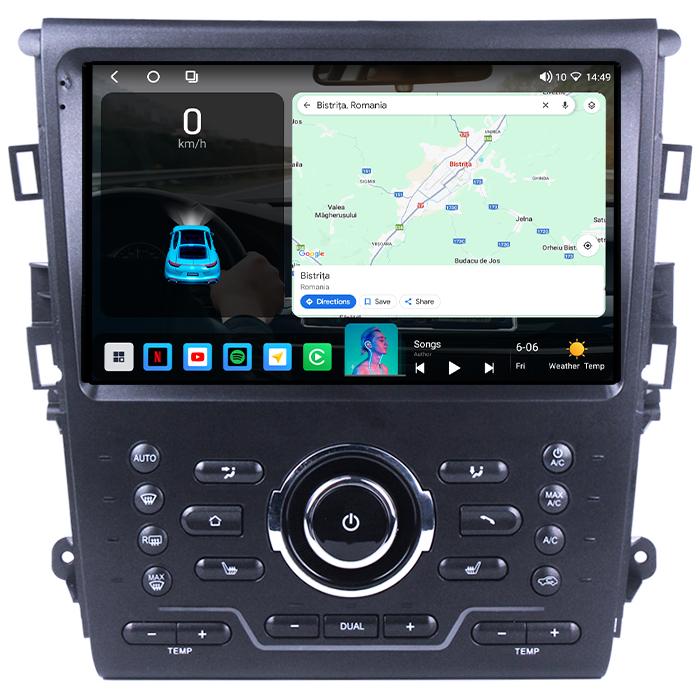 Navigatie dedicata Ford Mondeo 2014-2019, 4GB RAM 64GB ROM, Octacore, Android 14, Display QLED 1K 9", Carplay&Android Auto, SIM 4G, Ventilator Activ [2]