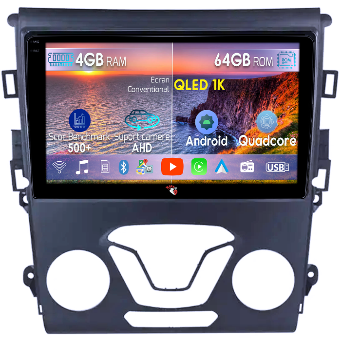 Navigatie dedicata Ford Mondeo 2014-2019, 4GB RAM 64GB ROM, Octacore, Android 14, Display QLED 1K 9", Carplay&Android Auto, SIM 4G, Ventilator Activ [1]
