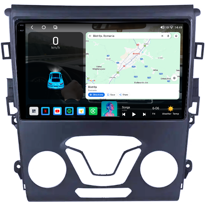 Navigatie dedicata Ford Mondeo 2014-2019, 4GB RAM 64GB ROM, Octacore, Android 14, Display QLED 1K 9", Carplay&Android Auto, SIM 4G, Ventilator Activ [2]