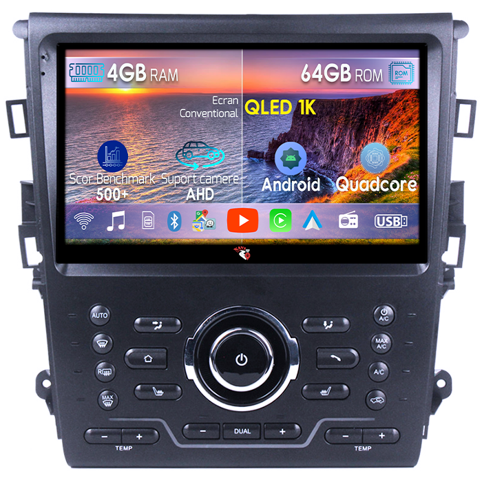 Navigatie dedicata Ford Mondeo 2014-2019, 4GB RAM 64GB ROM, Octacore, Android 14, Display QLED 1K 9", Carplay&Android Auto, SIM 4G, Ventilator Activ [1]