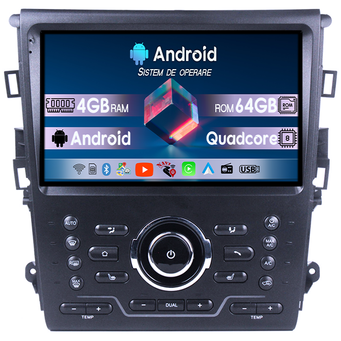 Navigatie dedicata Ford Mondeo 2014-2019, 4GB RAM 64GB ROM, Quadcore, Android 14, Display QLED 1K 9", DSP, Carplay&Android Auto, Suport camere AHD [1]