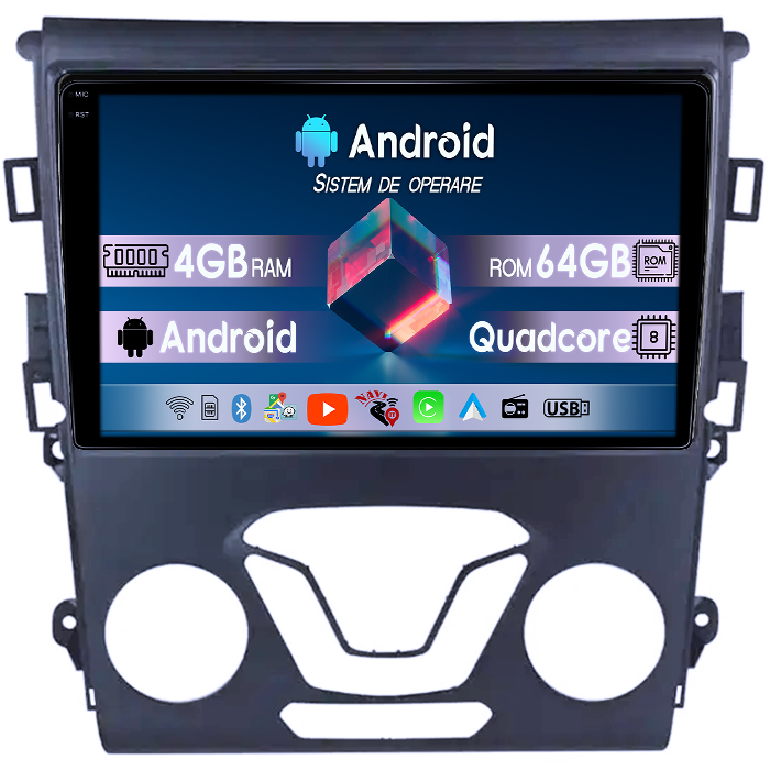 Navigatie dedicata Ford Mondeo 2014-2019, 4GB RAM 64GB ROM, Quadcore, Android 14, Display QLED 1K 9", DSP, Carplay&Android Auto, Suport camere AHD [1]