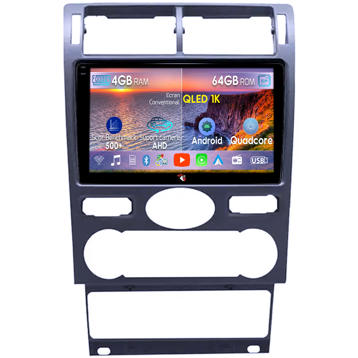 Navigatie dedicata Ford Mondeo 3 2000-2007, 4GB RAM 64GB ROM, Octacore, Android 14, Display QLED 1K 9", Carplay&Android Auto, SIM 4G, Ventilator Activ [1]