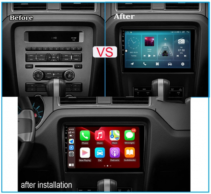 Navigatie dedicata Ford Mustang 2009-2014, 4GB RAM 64GB ROM, Octacore, Android 14, Display QLED 10", DSP, Carplay&Android Auto, SIM 4G, Ventilator Activ [3]