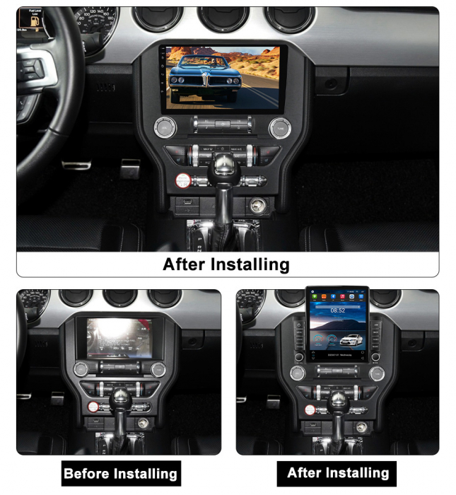 Navigatie dedicata Ford Mustang 2014-2021 ,Tesla Style, ANDROID 13,Carplay&Android Auto, 10 inch , 8+128GB, Internet, Aplicatii, Waze, Gps [4]