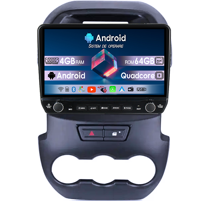 Navigatie dedicata Ford Ranger 2011-2016 Tesla cu butoane rotative model 2024, 4GB RAM 64GB ROM, Procesor Quadcore, Android 14, Display QLED 10", DSP, Carplay&Android Auto [1]