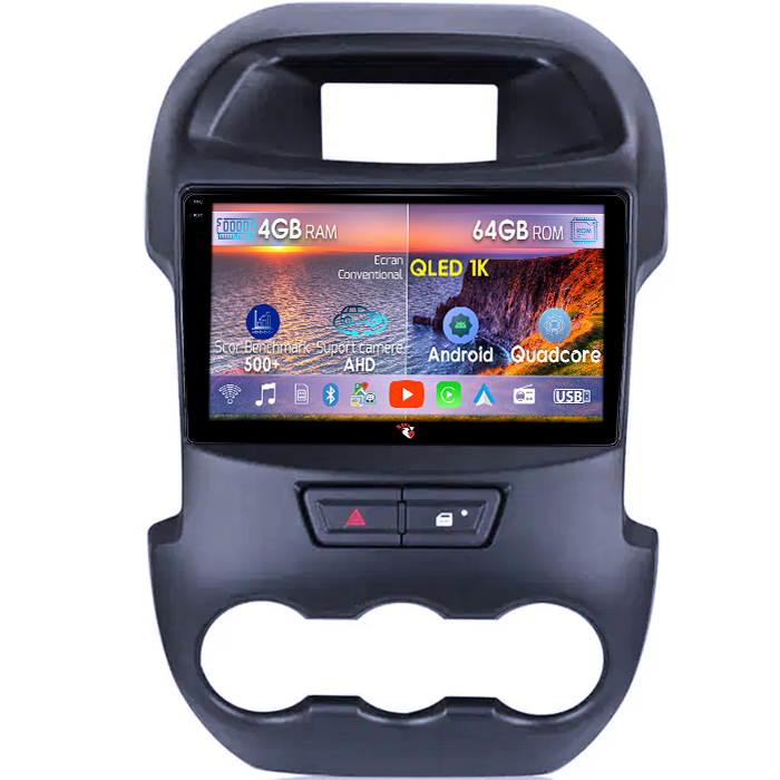 Navigatie dedicata Ford Ranger 2011-2016, 4GB RAM 64GB ROM, Octacore, Android 14, Display QLED 1K 9", Carplay&Android Auto, SIM 4G, Ventilator Activ [1]