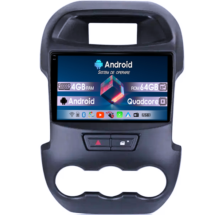 Navigatie dedicata Ford Ranger 2011-2016, 4GB RAM 64GB ROM, Quadcore, Android 14, Display QLED 1K 9", DSP, Carplay&Android Auto, Suport camere AHD [1]